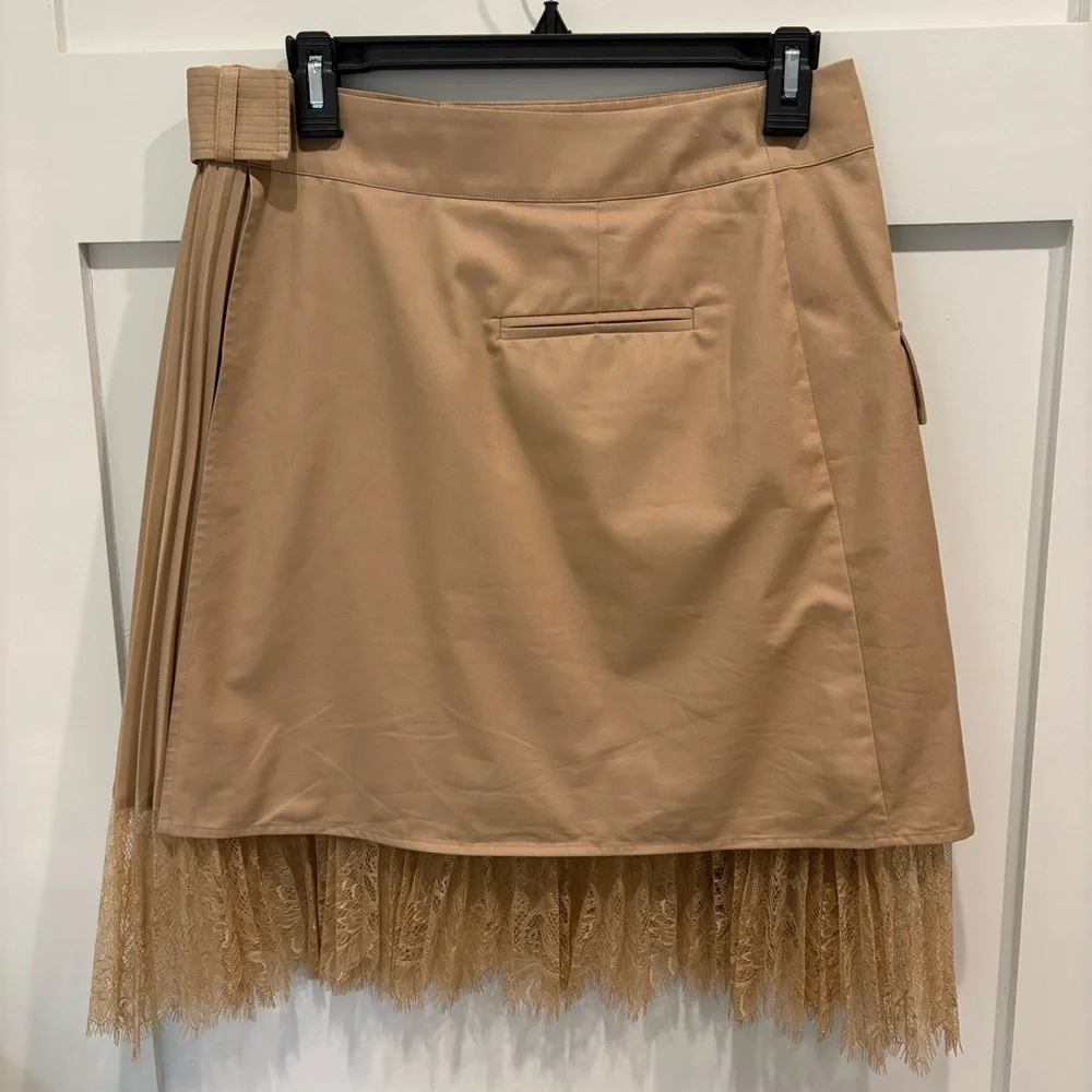 Self-Portrait Asymmetrical Pleated Lace-Trim Wrap Skirt - Picture 2 of 3